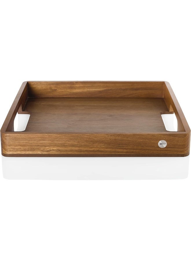 AdHoc ST22 Serving Platter Tray for Tableware, Drinks, Snacks with Handle Serve Square Rectangular Acacia Wood Walnut Wood - Image 3