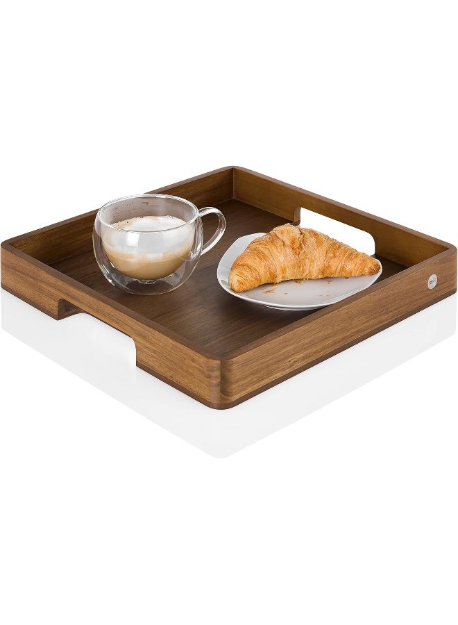 AdHoc ST22 Serving Platter Tray for Tableware, Drinks, Snacks with Handle Serve Square Rectangular Acacia Wood Walnut Wood - Image 2