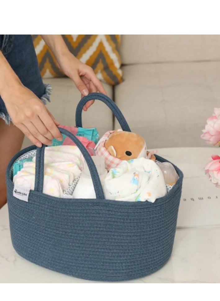 Bumble & Bird - Cotton Rope Diaper Caddy - Blue - Image 3