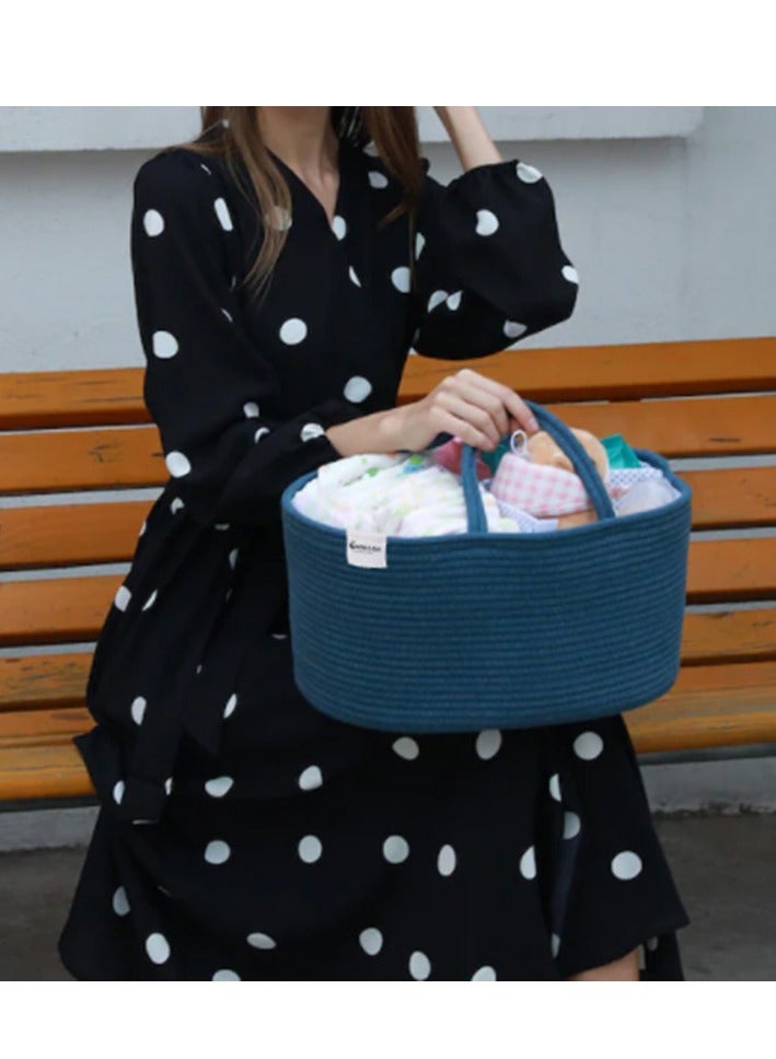 Bumble & Bird - Cotton Rope Diaper Caddy - Blue - Image 4