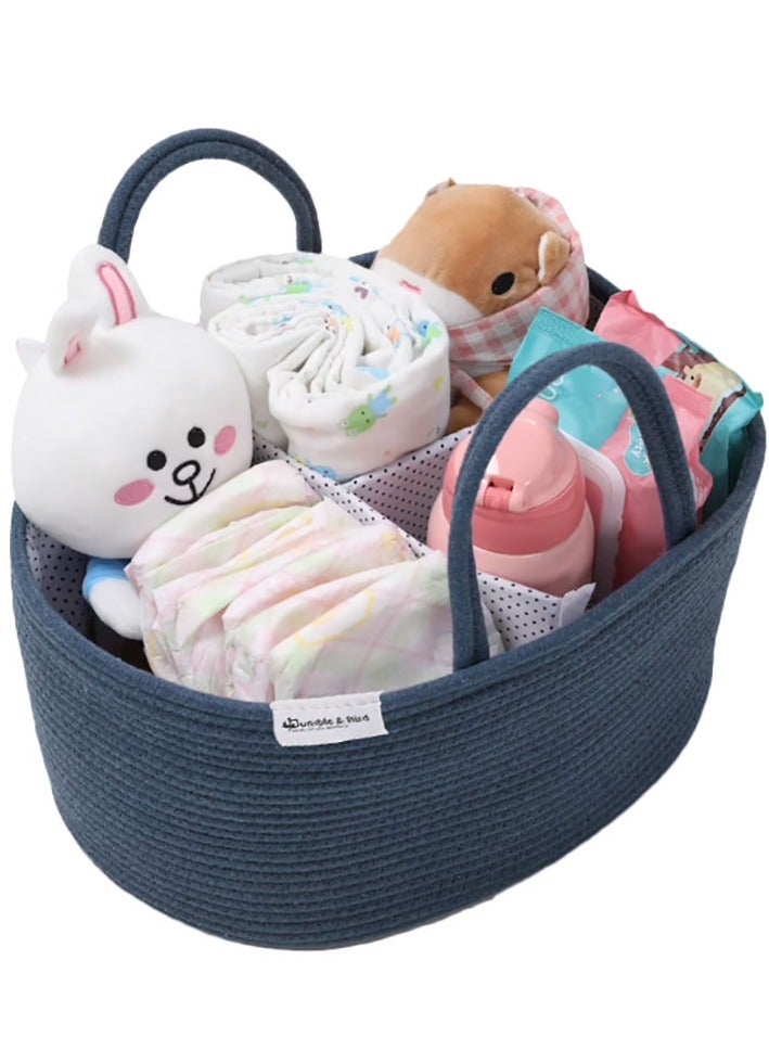 Bumble & Bird - Cotton Rope Diaper Caddy - Blue - Image 2