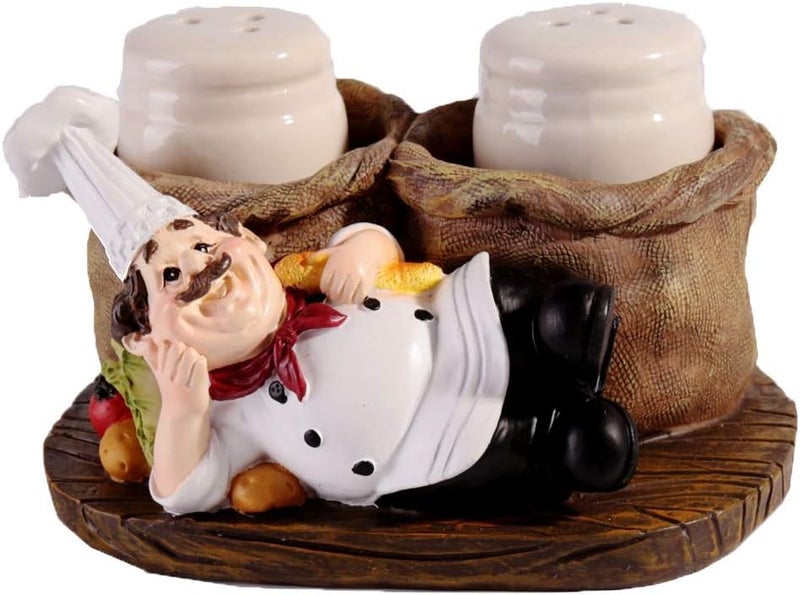 SMANTA Seasoning Bottle 2Pcs Shaker Spice Bottle Holding Bread French Chef Sculpture Decoration for Cafe, Steak House, Burger Restaurant,Bakery,Family Dining Table,Kitchen Gadget - Image 1