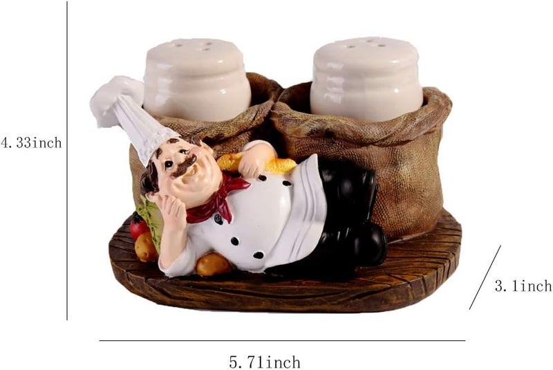 SMANTA Seasoning Bottle 2Pcs Shaker Spice Bottle Holding Bread French Chef Sculpture Decoration for Cafe, Steak House, Burger Restaurant,Bakery,Family Dining Table,Kitchen Gadget - Image 2