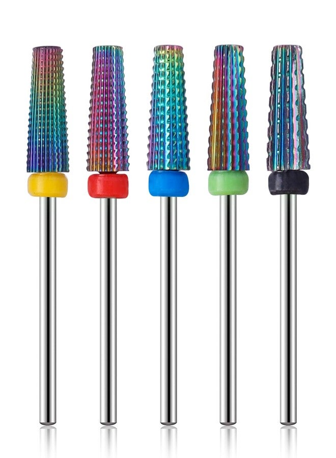 Mesee 5 Pieces Nail Drill Bit Set, 2.35mm Shank Tungsten Steel Tapered Barrel Nail Drill Bits, Acrylic Nail File Cuticle Drill Bits for Manicure Pedicure Art Polishing Cuticle Removal - Image 1