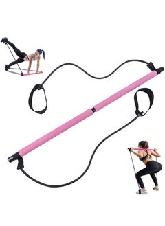 Portable Pilates Studio Exercise Stick Kit Yoga Belt，Pilates Bar with Foot Strap for Full Body Workout