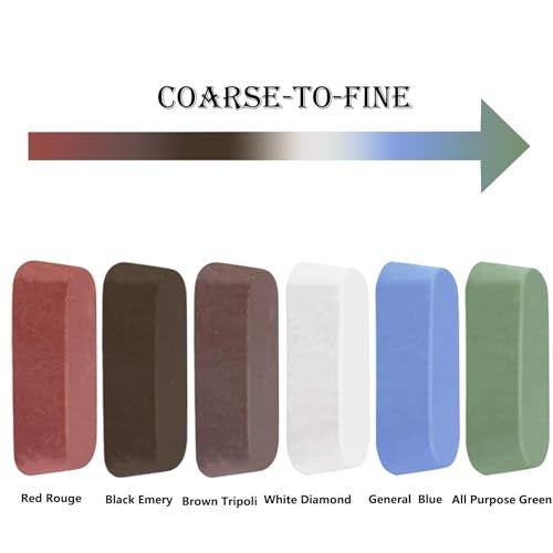 Tworider 6 Pcs Metal Buffing Polishing Compound for Buffing Wheel, Buffing Wheel Compound, Grit Corresponds to The Color from Coarse to Fine for Stainless Steel, Jewelry, Aluminum Polishing Compound - Image 4