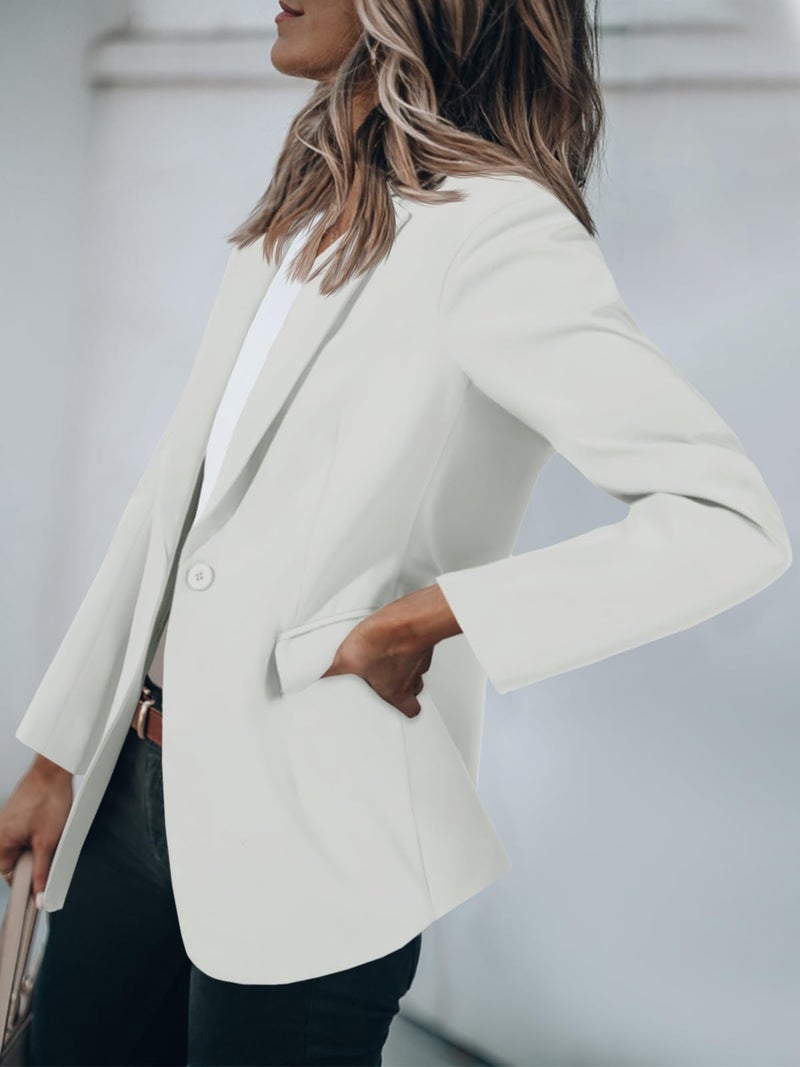 Cicy Bell Womens Casual Blazers Open Front Long Sleeve Work Office Suit Jackets Blazer White - Image 3