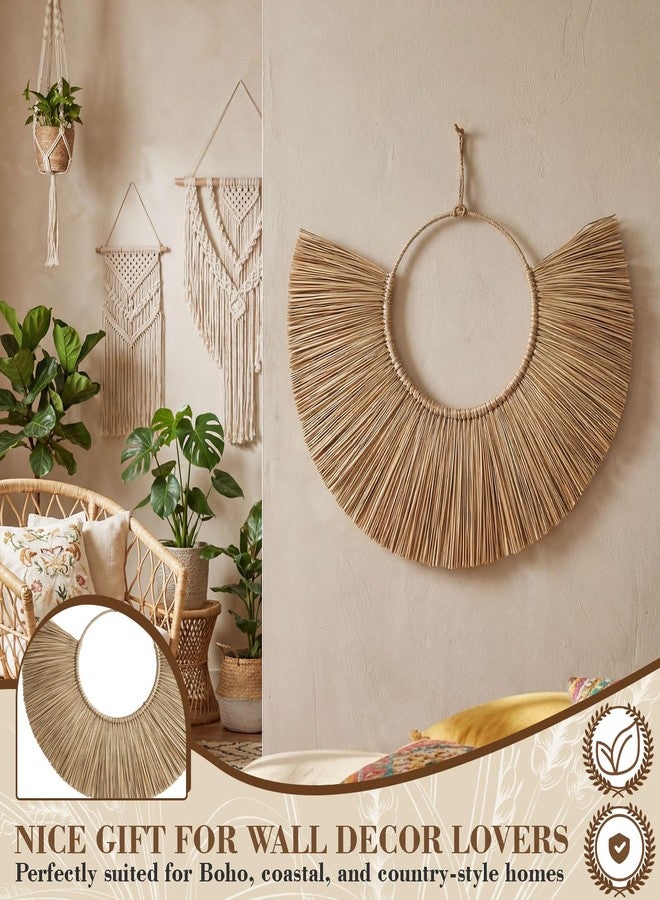 RattanView 2 Pcs Woven Seagrass Boho Fan Wall Decor, 20'' x 12'' Rattan Wicker Basket Wall Art, Versatile Room Accent for Home Living Room Bedroom - Image 4