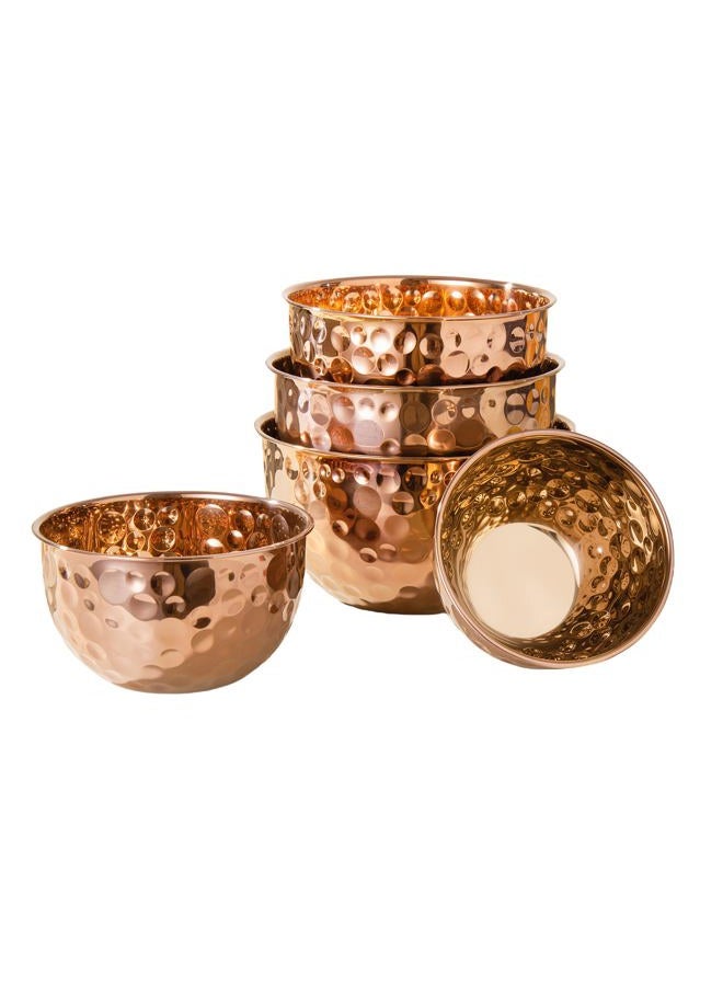 Megachef Hammered Bubble Texture 5 Piece Stainless Steel Serving Bowl Set in Copper, Food Grade - Image 1