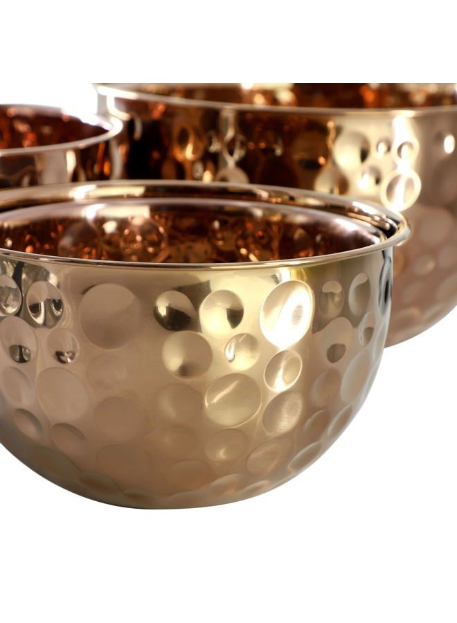 Megachef Hammered Bubble Texture 5 Piece Stainless Steel Serving Bowl Set in Copper, Food Grade - Image 5