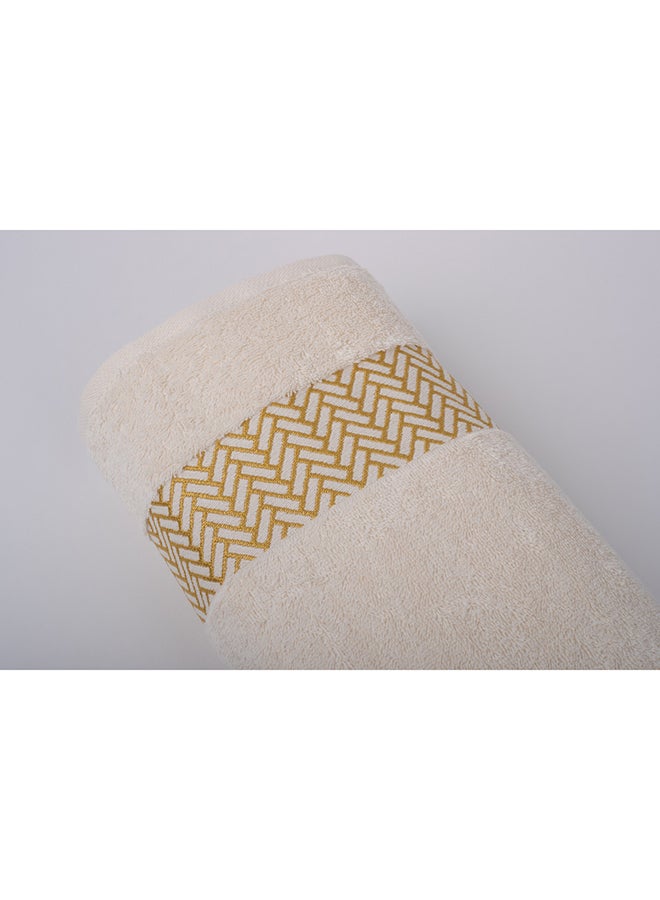 White Rose ARROW JACQUARD TOWELS - 500 GSM - 100% Cotton Terry - Jacquard Border- 1 Bath Sheet 85X160 cm- Luxury Touch - Extra Absorbent-White - Image 2