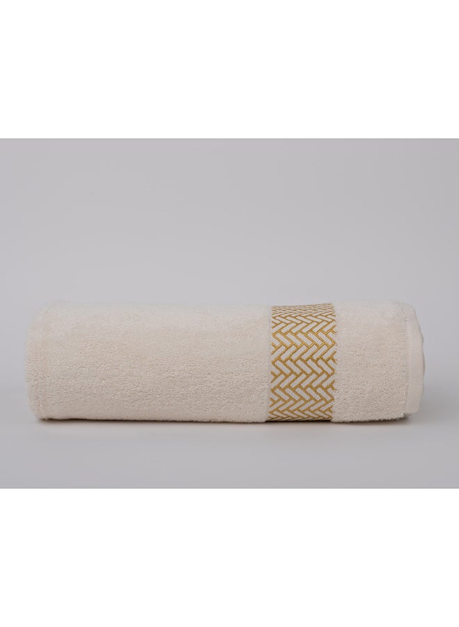 White Rose ARROW JACQUARD TOWELS - 500 GSM - 100% Cotton Terry - Jacquard Border- 1 Bath Sheet 85X160 cm- Luxury Touch - Extra Absorbent-White - Image 3