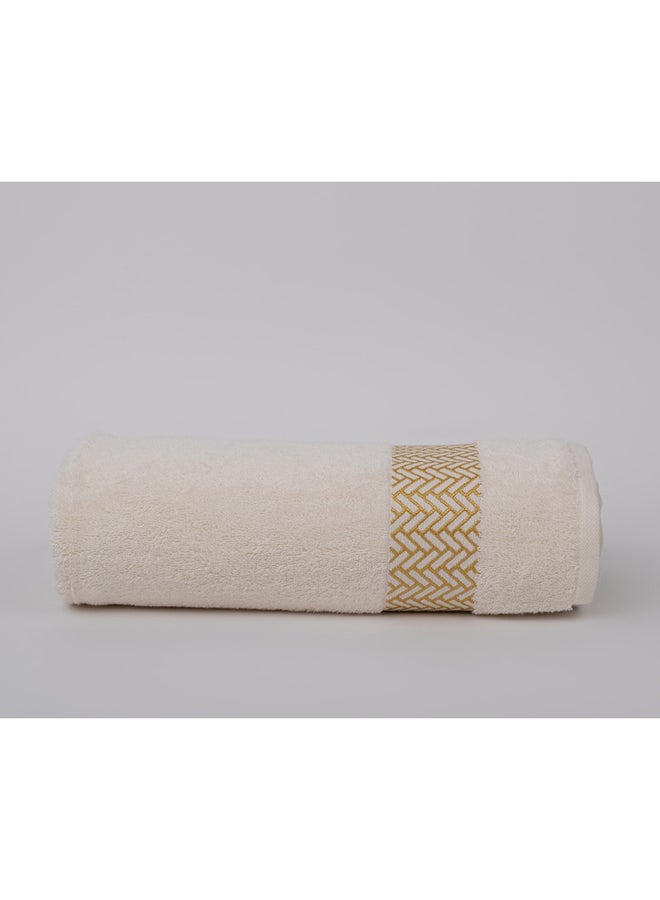 White Rose ARROW JACQUARD TOWELS - 500 GSM - 100% Cotton Terry - Jacquard Border- 1 Bath Sheet 85X160 cm- Luxury Touch - Extra Absorbent-White - Image 4