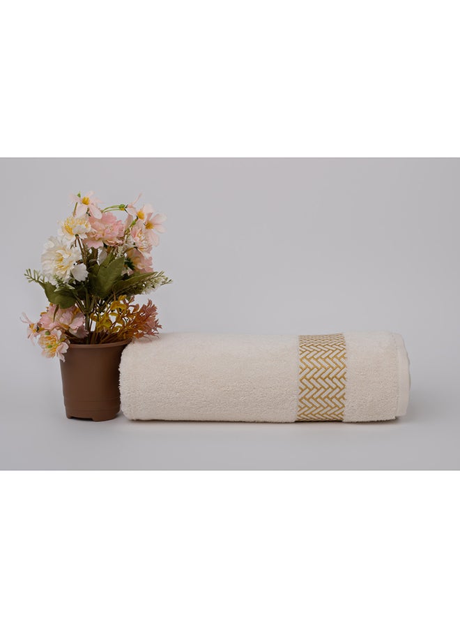 White Rose ARROW JACQUARD TOWELS - 500 GSM - 100% Cotton Terry - Jacquard Border- 1 Bath Sheet 85X160 cm- Luxury Touch - Extra Absorbent-White - Image 1