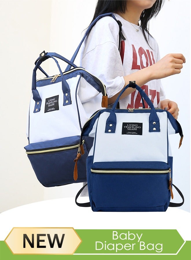 Loquat Zipper Closure Canvas Diaper Bag Backpack Multi-functional Large Capacity Waterproof Daily Travel Backpack Schoolbag Multi-Function Nappy Changing Back Pack Waterproof Diaper Bag Maternity Bags - Image 1