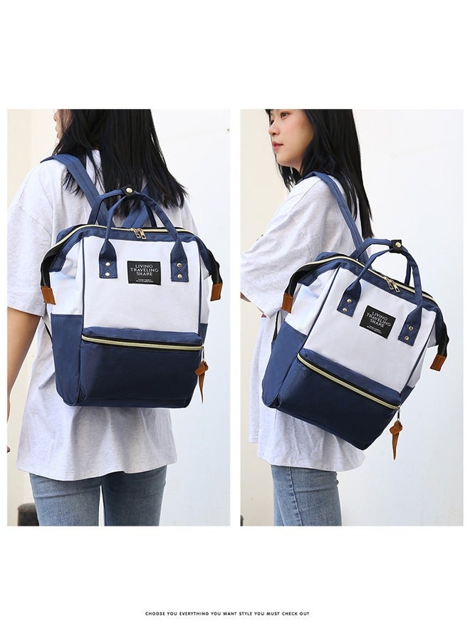 Loquat Zipper Closure Canvas Diaper Bag Backpack Multi-functional Large Capacity Waterproof Daily Travel Backpack Schoolbag Multi-Function Nappy Changing Back Pack Waterproof Diaper Bag Maternity Bags - Image 2