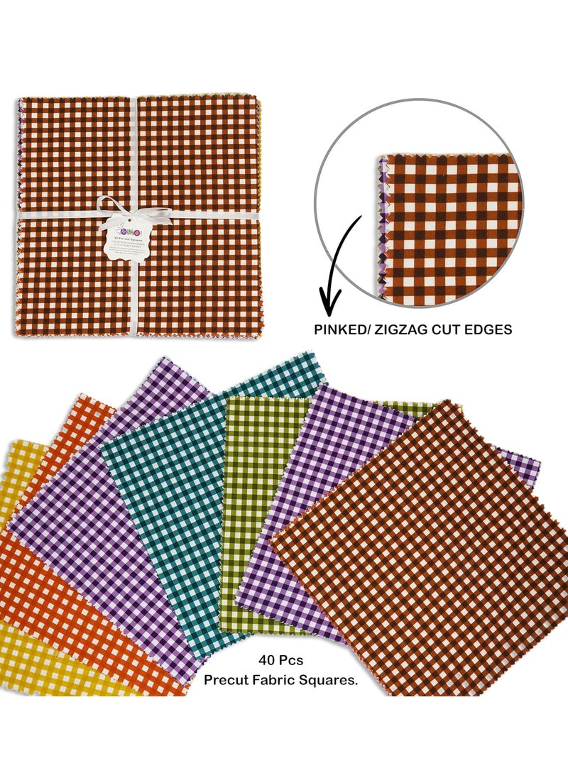 Soimoi Soimoi Precut 5inch Gingham Prints Cotton Fabric Bundle Quilting Squares Charm Pack DIY Patchwork Sewing Craft  - Image 3