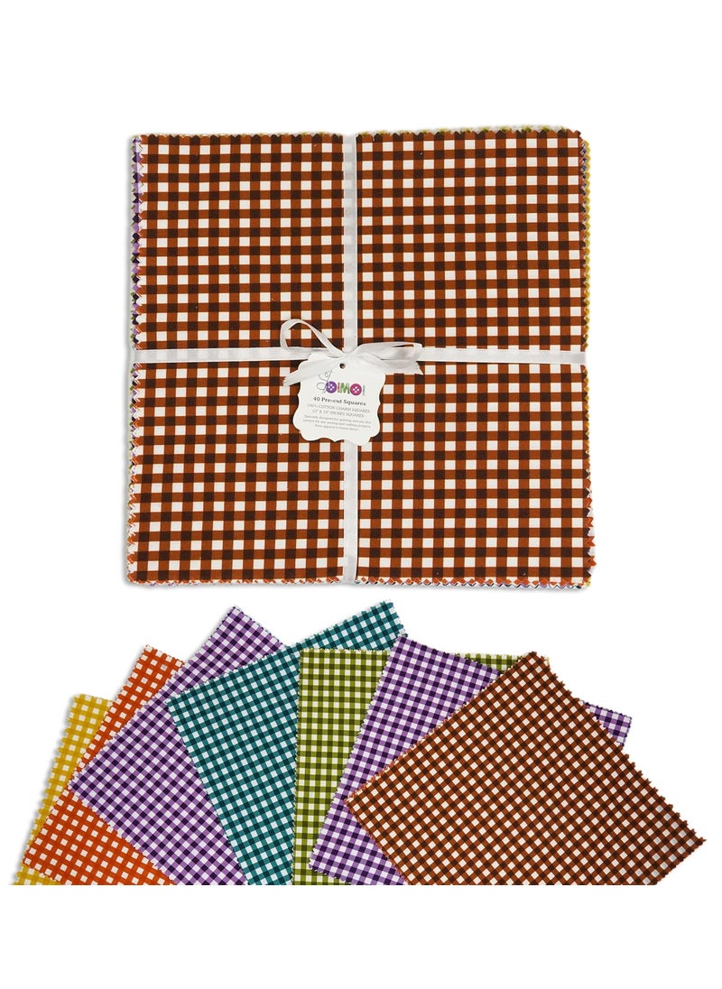Soimoi Soimoi Precut 5inch Gingham Prints Cotton Fabric Bundle Quilting Squares Charm Pack DIY Patchwork Sewing Craft  - Image 2
