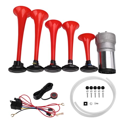 AOLIHAN Five-tube Air Horns Plays Dixieland for Any Vehicle Musical Air Horn Kit with Wire and Button 12 Volt Car Horn Multi-frequency Sound Duke Hazzard (DIXLAND With kit) - Image 1