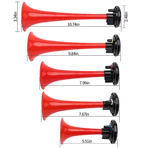 AOLIHAN Five-tube Air Horns Plays Dixieland for Any Vehicle Musical Air Horn Kit with Wire and Button 12 Volt Car Horn Multi-frequency Sound Duke Hazzard (DIXLAND With kit) - Image 5
