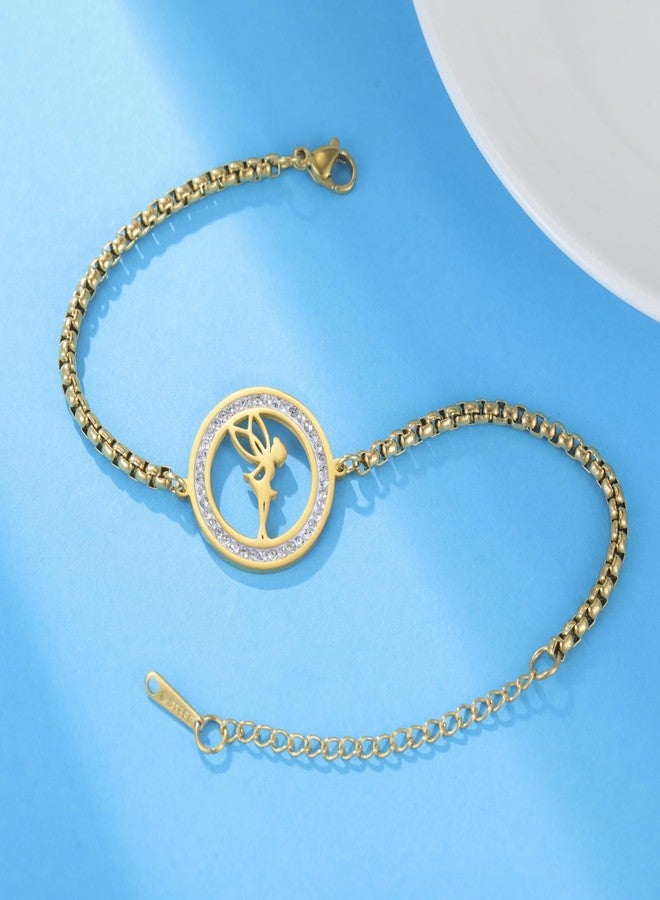 EUEAVAN Fairy Bracelet for Women Fairy Tale Princess Bracelet Fashionable Elegant Jewelry Ballet Dancer Gift (gold 1) - Image 4