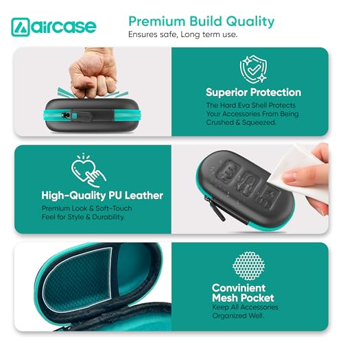 AirCase Protective Pendrive & Memory Card Storage Case, Shockproof EVA Hard Shell Small Tech Pouch with Smooth Zipper & Rubber Puller for USB Flash Drives, Memory Cards & OTG Adapters (Green Zip) - Image 5