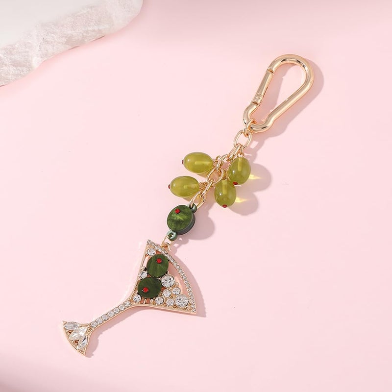 Madison Tyler Martini Olive Cute Green Keychains for Women | Bag Charms for Handbags | Gold Plated Purse Charms for Handbags Decor Backpack Bag Trendy - Image 2