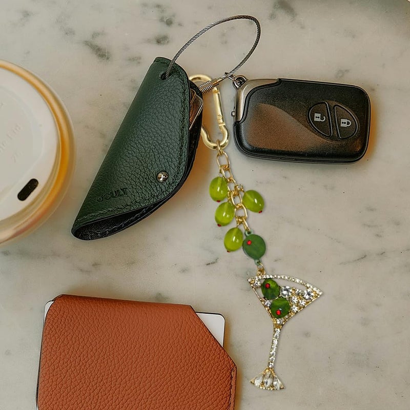 Madison Tyler Martini Olive Cute Green Keychains for Women | Bag Charms for Handbags | Gold Plated Purse Charms for Handbags Decor Backpack Bag Trendy - Image 4