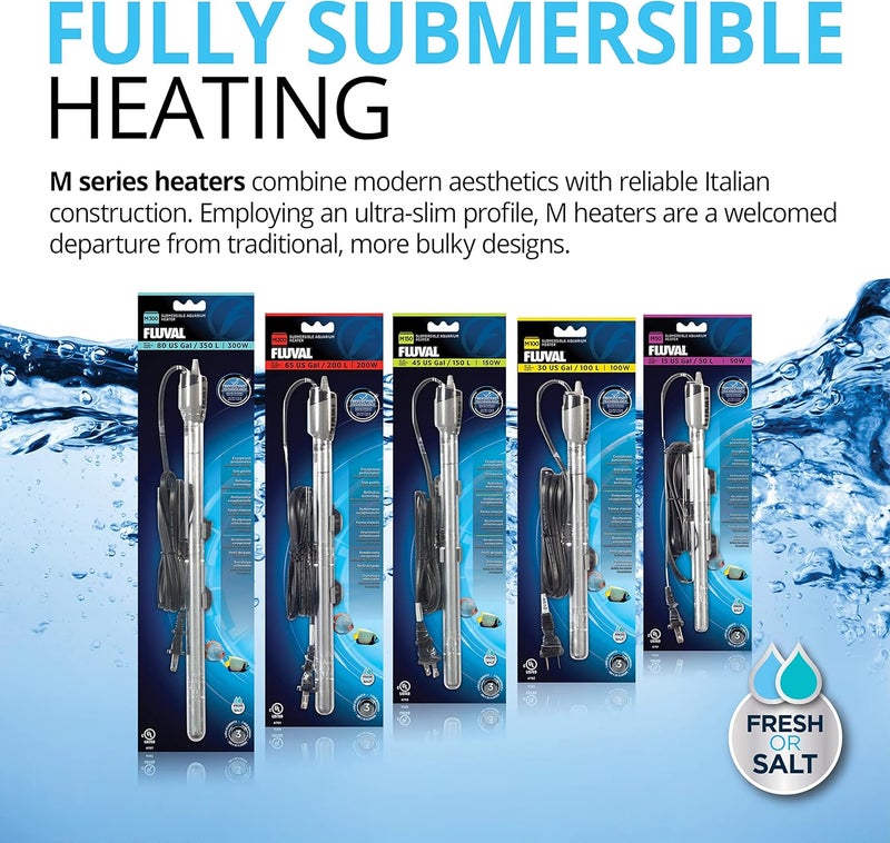 Fluval M 150-Watt Submersible Aquarium Heater – Reliable, Compact Heating with Mirror Technology for Fresh & Saltwater Tanks Up to 45 Gallons - Image 1