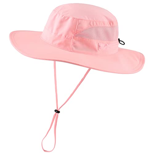 Connectyle UPF 50 Wide Brim Bucket Hat for Women Outdoor Quick Dry Safari Sun Hat Breathable UV Protection Fishing Hats Pink - Image 1