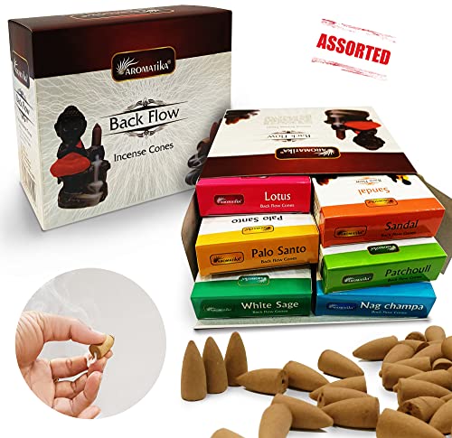 Aromatika Natural Backflow Incense Cones, 5 Packs 5 Fragrances 50 Pcs, (Nag Champa, Dragons Blood, White Sage, Palo Santo, Musk) | Pack 'A' - Image 4