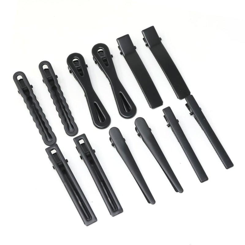 Yueton yueton Pack of 12 Black Matte Barrettes Bobby Pin Alligator Clip Hair Clips Bride Headwear Edge Clip Clamps for Ladies Girls Hair Bows