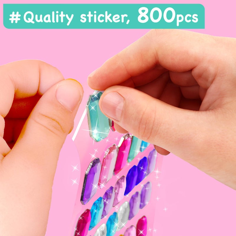 EZCRA Easy Mermaid Gem Sticker Crafts for Kids Ages 4-8 - 800 Sparkly Stickers, 8 Underwater Themes - Arts and Crafts for Kids, DIY Activity, Birthday Gift for Girls - Image 4