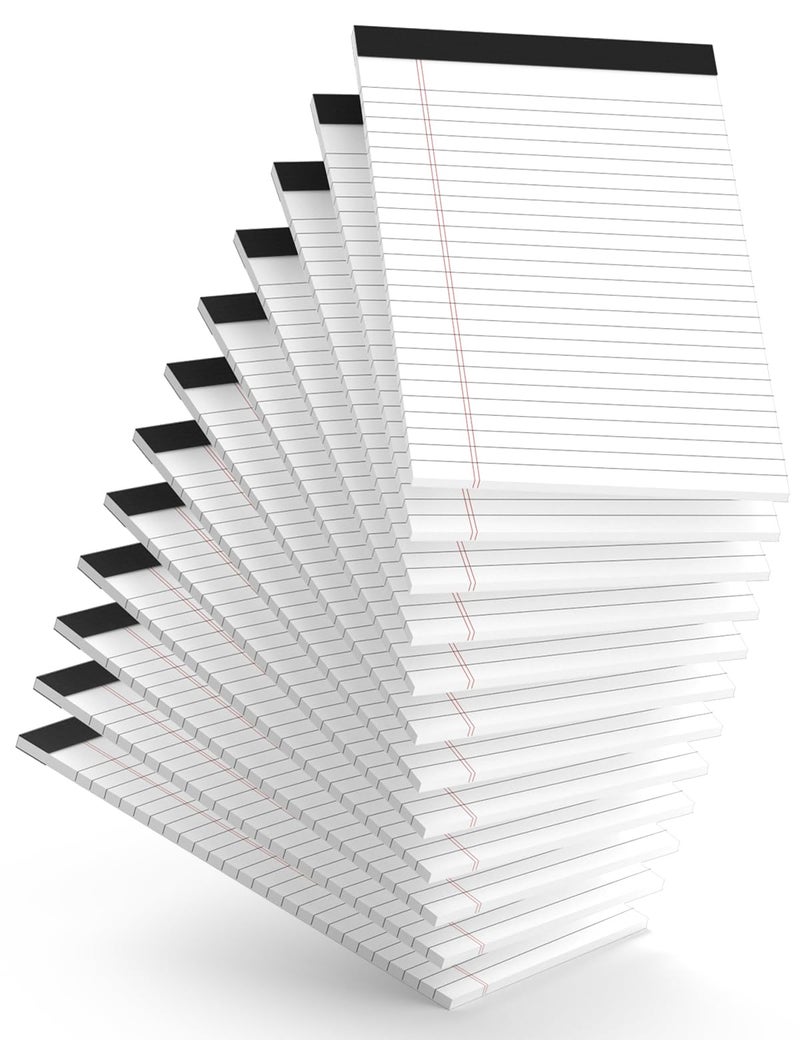 Ciphyfee 12Pcs Small Note Pads  White Notepads 5X8 College Ruled Notebook  Writing Pads 5 X 8  Legal Pads  Memo Pad Paper Perforate Narrow Ruled Notebooks For Work  School  Office 30 Sheets/Pack - Image 1
