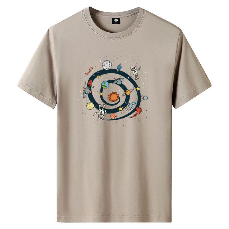 180G Short Sleeve T-Shirt Men'S Trendy New Loose Half Sleeve Top Printed T-Shirt - Image 1