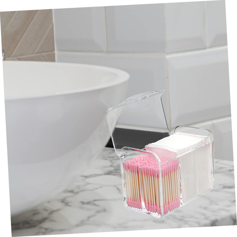 Acrylic Cotton Swabs Holder Dispenser Storage Box Organizer For Bathroom Vanity Bedroom - Image 3