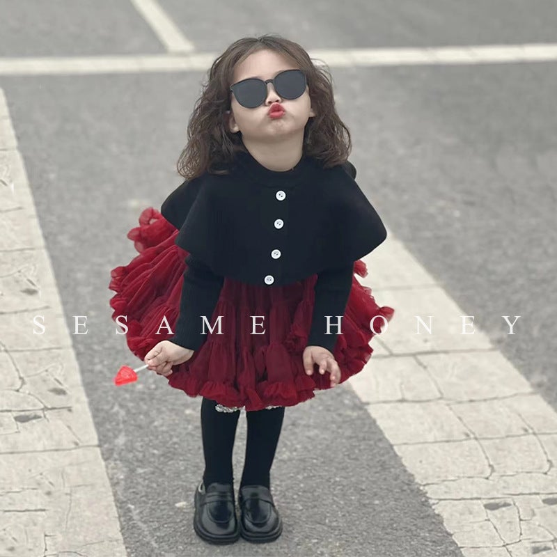 Calorie Second-Generation Tutu Skirt For Girls, Puffy Skirt For Children, Red Princess Skirt For Baby Girls, Half Skirt With Large Hem - Image 3