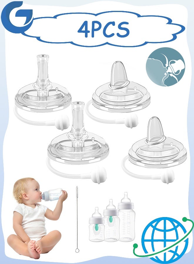 4 Pcs Baby Bottle Sippy Nipples Straw Replacement Set, Straw Cup Nipple, Soft 100% Silicone Sippy Cup Nipple, Variable Flow, BPA-Free, 6m+ (Sippy Cup Nipple) - Image 1