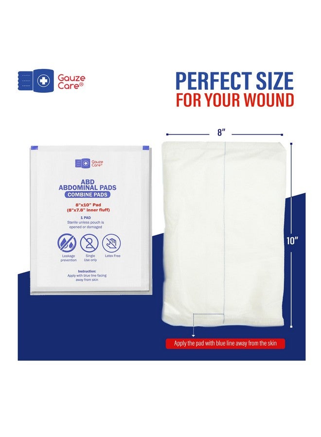 Gauze Care GauzeCare Sterile Abdominal- ABD Combine Pads| 24-Pack, 8x10 Inches| Extra Absorbent & Thick, Individually Wrapped Wound Dressing, First Aid Pads| Surgical-Grade, Nonstick- for Heavy Leakage, Post Op - Image 1