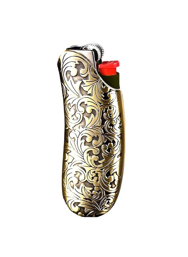 IN SELECT Metal Lighter Case Compatible BIC Standard J6 - Durable Lighter Cover and Holder Pouches for BIC Lighters, V tage Desg Bronze - Image 1