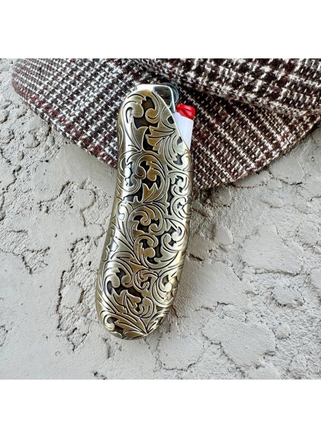 IN SELECT Metal Lighter Case Compatible BIC Standard J6 - Durable Lighter Cover and Holder Pouches for BIC Lighters, V tage Desg Bronze - Image 4
