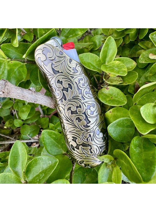 IN SELECT Metal Lighter Case Compatible BIC Standard J6 - Durable Lighter Cover and Holder Pouches for BIC Lighters, V tage Desg Bronze - Image 5