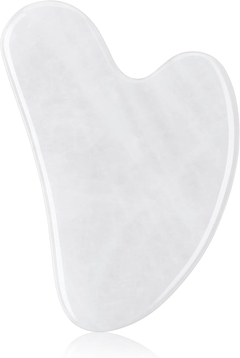 Gua Sha Facial Tools Guasha Tool Gua Sha Jade Stone for Face Skincare Facial Body Acupuncture Relieve Muscle Tensions Reduce Puffiness Festive Gifts (White)
