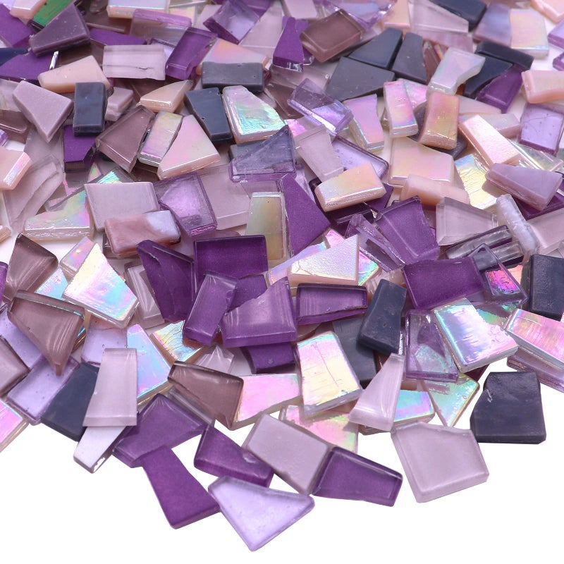 LITMIND Purple Mixed Irregular Glass Mosaic Tiles for Art Crafts 9oz Value Pack Mosaic Making Supplies Mosaic Kits for Adults