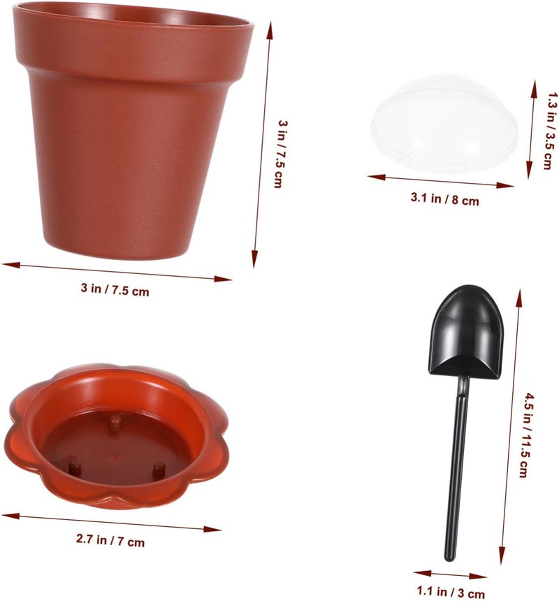 IMIKEYA 20pcs Flower Pot Cupcake Cups with Lid Tray Shovel Spoon Plastic Dessert Containers for Ice Cream Yogurt Mousse for Parties and Events - Image 3