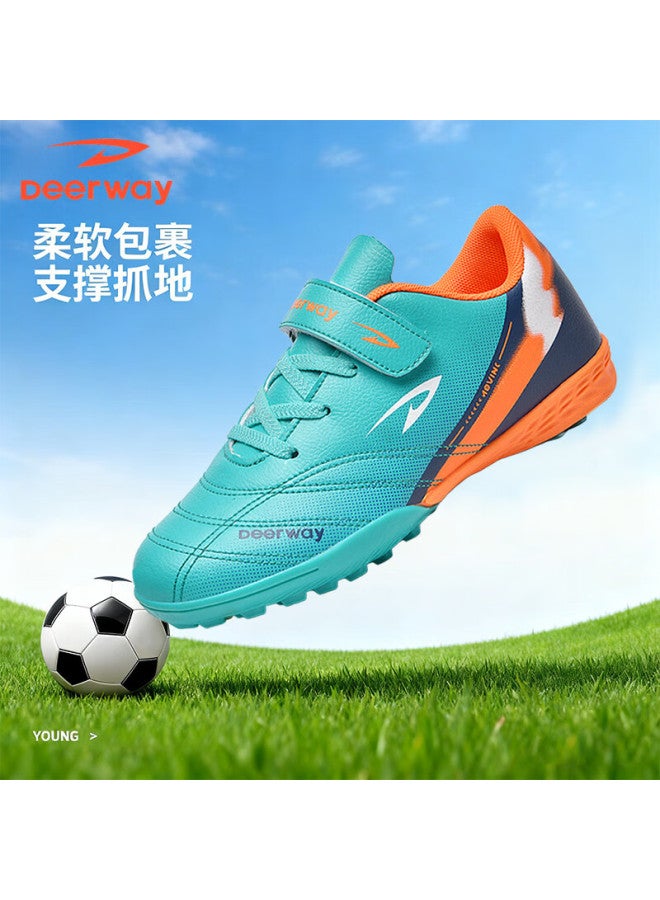 Deerway Kids Soccer Shoes Velcro Slip-on Boys Girls School Tf Turf Non-slip Wear-resistant Mint Green Size 31 - Image 1