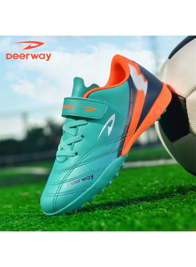 Deerway Kids Soccer Shoes Velcro Slip-on Boys Girls School Tf Turf Non-slip Wear-resistant Mint Green Size 31 - Image 5