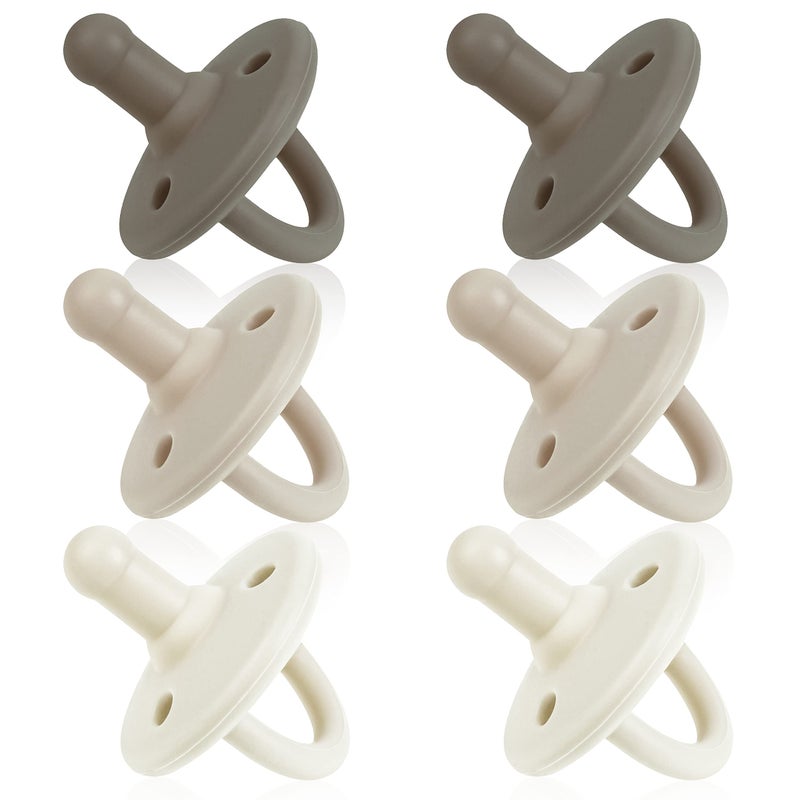 Sweet Child Pacifiers 018 Months Set of 6 UltraLight Silicone Binkies with Collapsible Handle 3 Air Holes for Added Safety Best Newborn Pacifiers for Baby Boys Or Girls