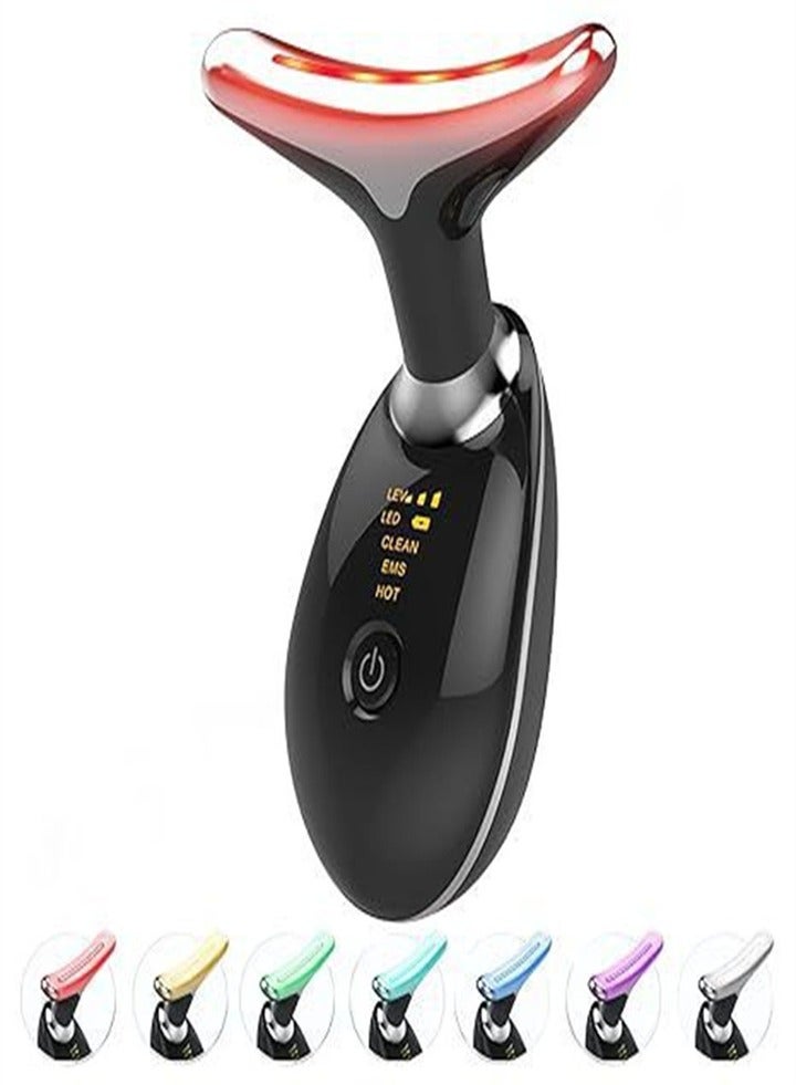 Upgraded 7 in 1 Face Lift, Face and Neck Beauty Device, Portable Electric Facial Massager with 7 Colors LED for Travel, Hotel - Image 1