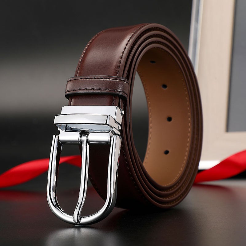 Mens Genuine Leather Belt Classic Casual with Gift Box 8661 pin buckle 